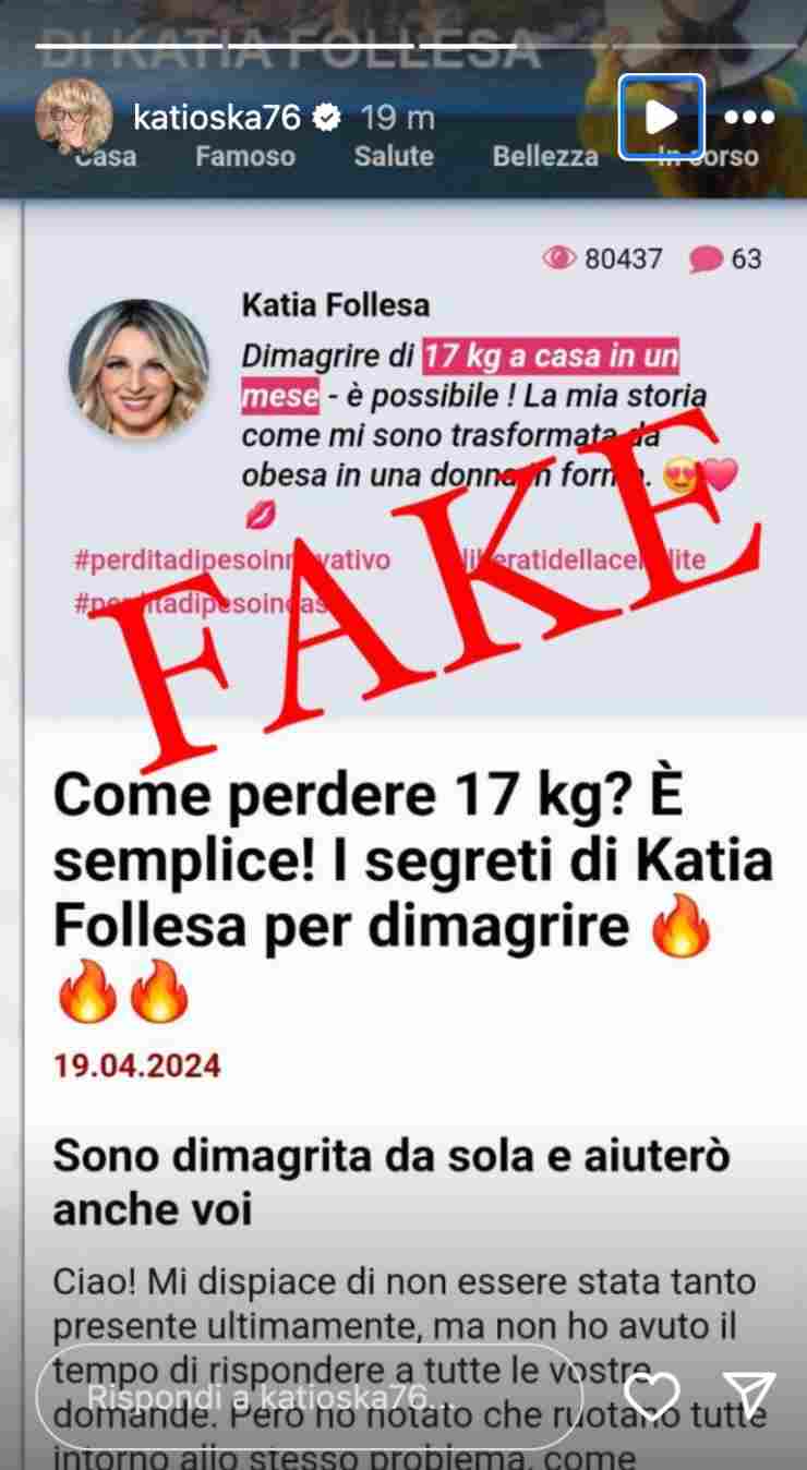 katia follesa smentita notizia fake